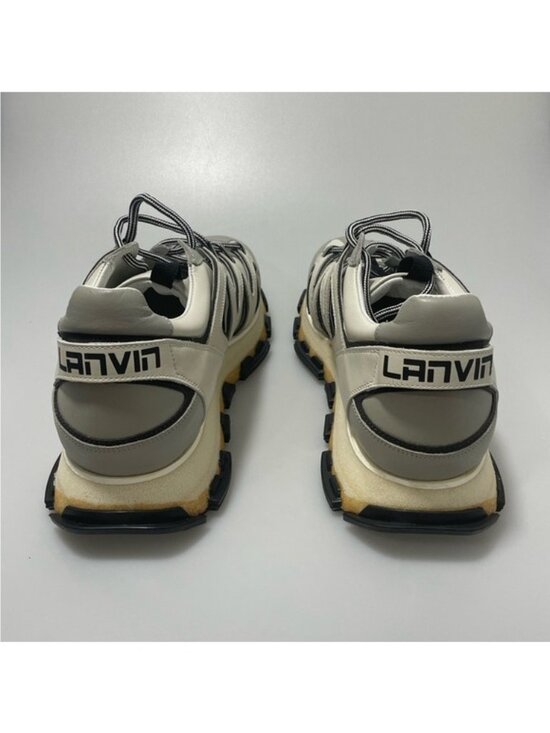 LANVIN MEN\'S RUNNING SNEAKERS IN LEATHER AND REFLECTIVE COLORBLOCK WHITE SIZE 10 main image 6